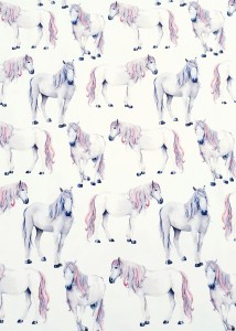 DZIANINA JERSEY - PASTELOWE KONIKI, KONIE