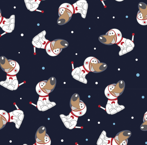 tkaninowymagazyn - dzianina jersey - psy w kosmosie, navy, pieski,psiaki.png