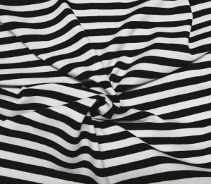 DZIANINA JERSEY - BIAŁO-CZARNE PASKI