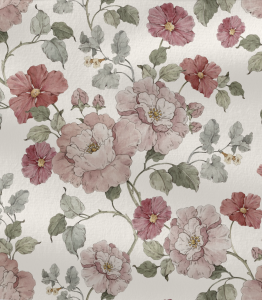 TKANINA POLIESTROWA - ROMANTYCZNE KWIATY NA BEŻU