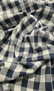 BAWEŁNA - KRATKA VICHY - BIAŁO-GRANATOWA 17mm 